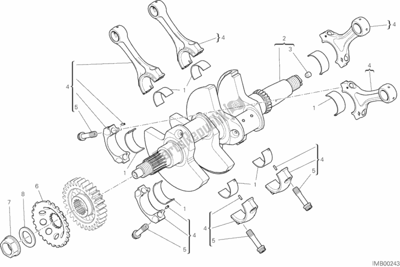 All parts for the Connecting Rods of the Ducati Superbike Panigale V4 S USA 1100 2019